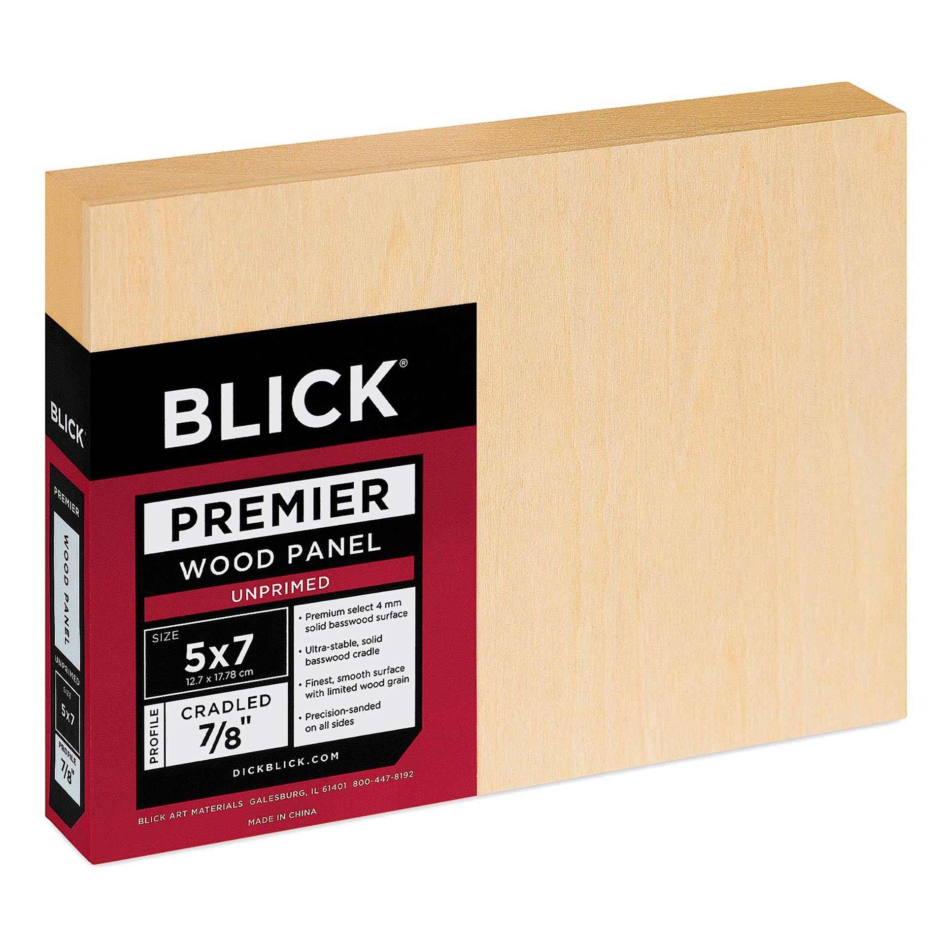 Blick Premier Wood Panel - 5" x 7", 7/8" Traditional Profile, Cradled
