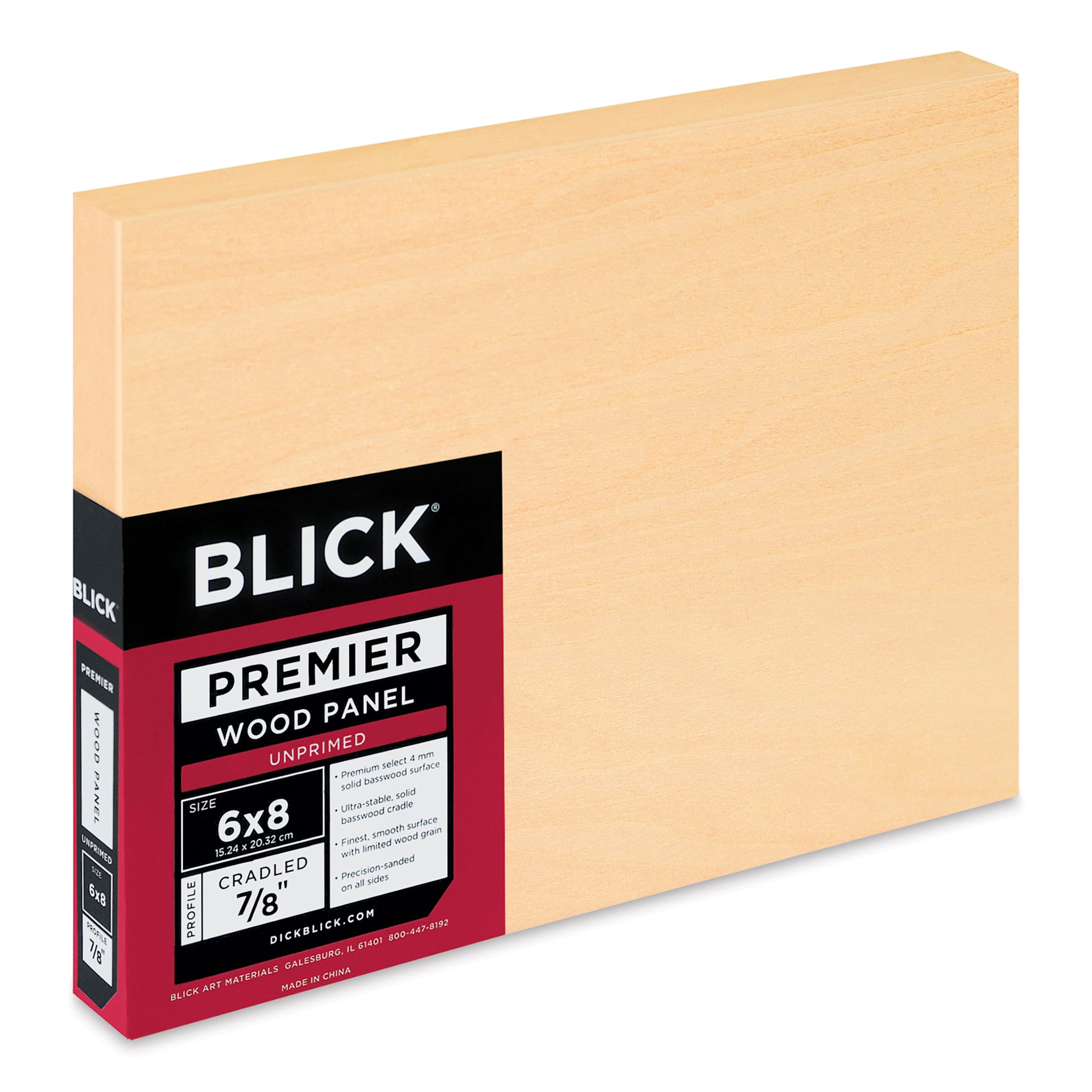 Blick Premier Wood Panel - 6" x 8", 7/8" Traditional Profile, Cradled