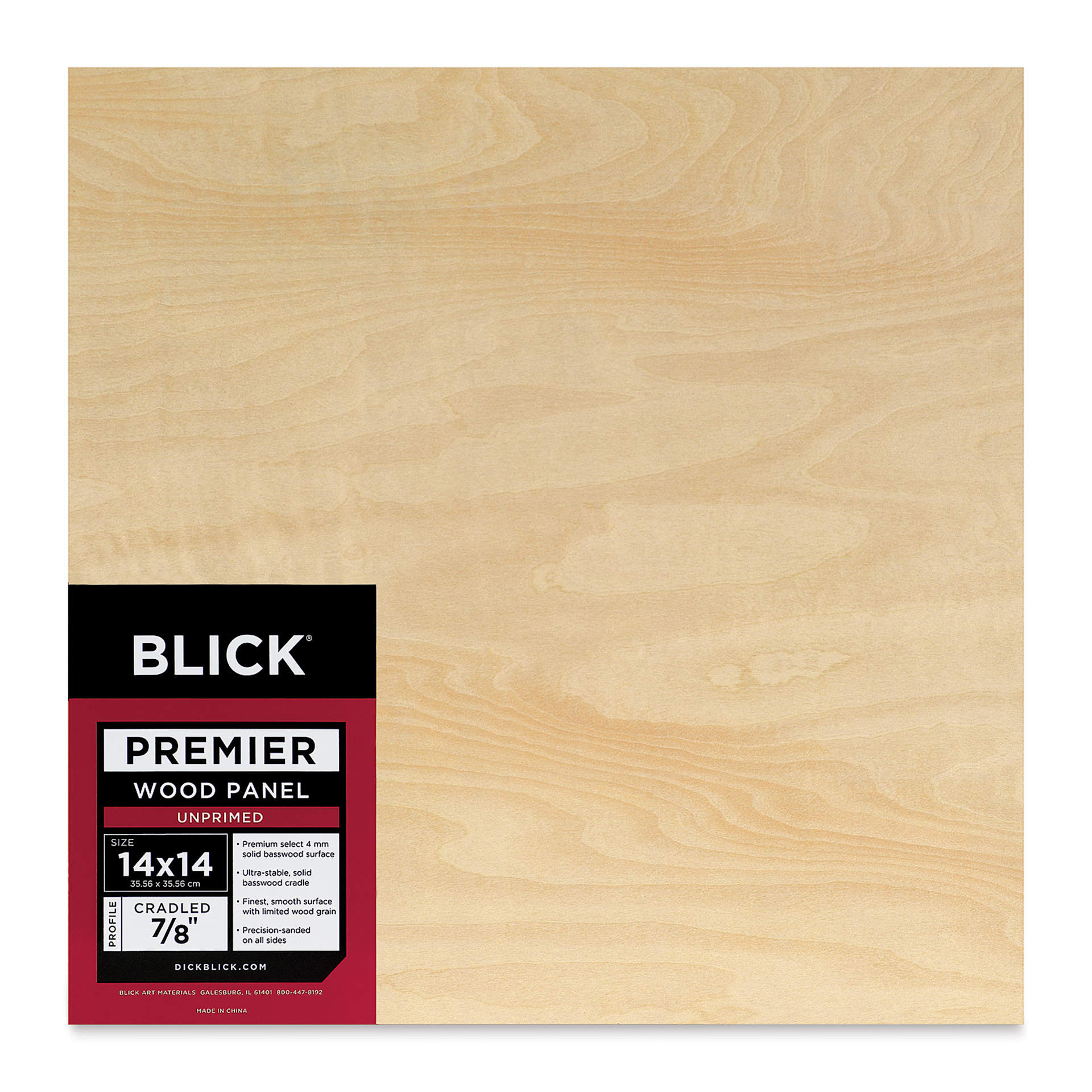 Blick Premier Wood Panel - 14" x 14", 7/8" Traditional Profile, Cradled