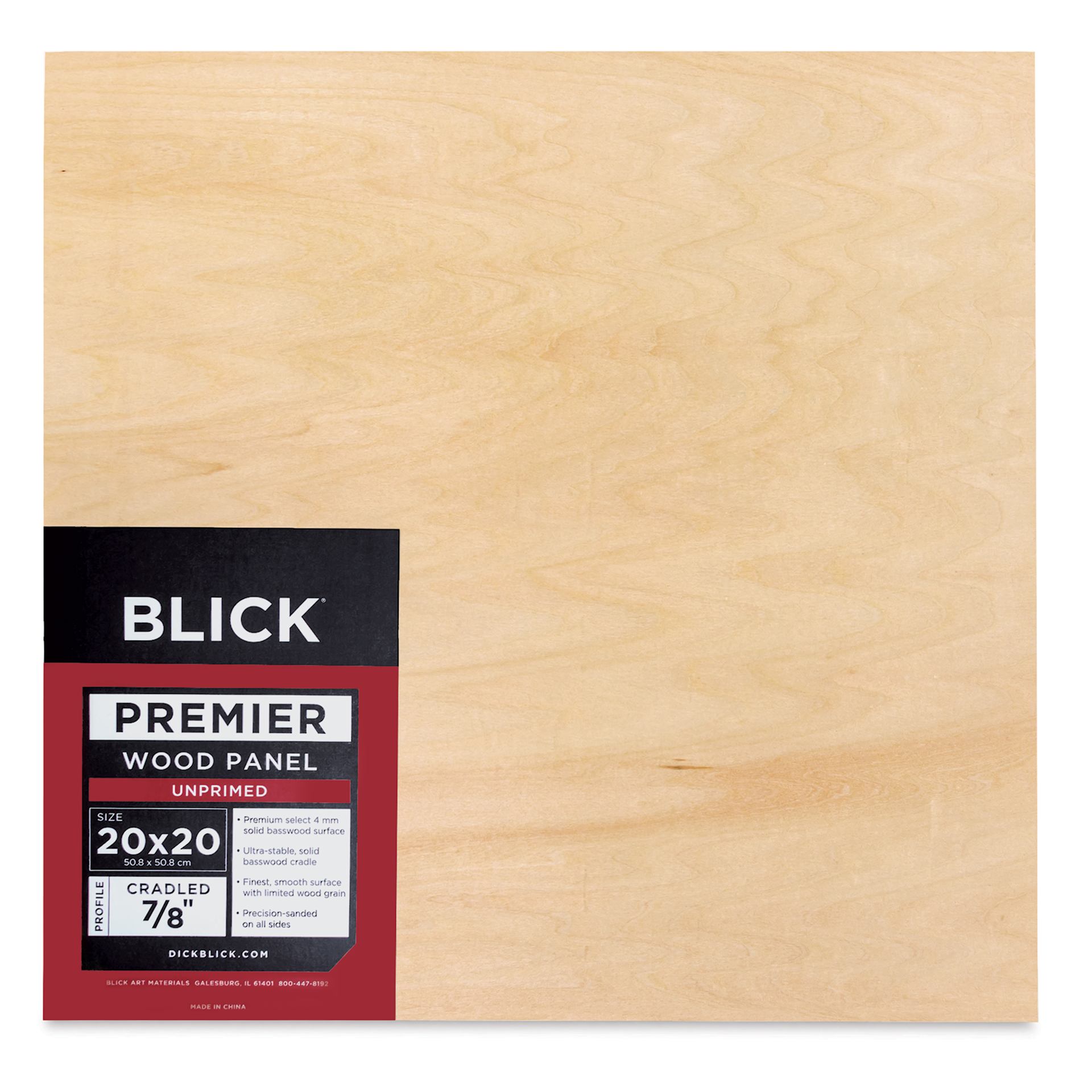 Blick Premier Wood Panel - 20" x 20", 7/8" Traditional Profile, Cradled