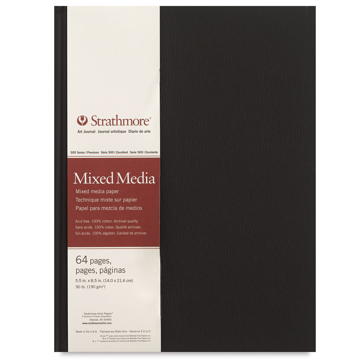Strathmore 500 Series Mixed Media Art Journal - 8-1/2" x 5-1/2", 64 pages, Hardbound