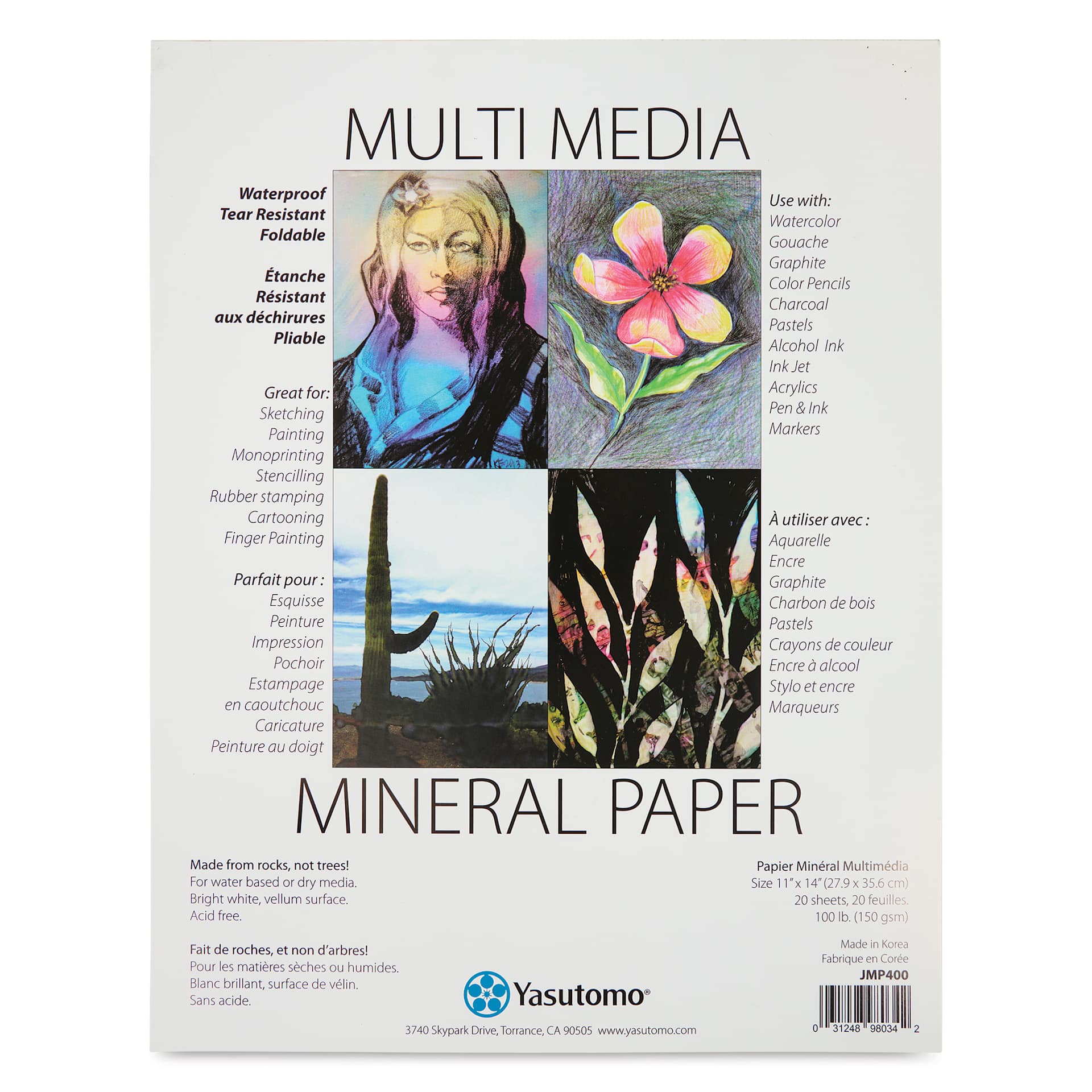 Yasutomo Mineral Paper Artist Pad - 11" x 14", 20 Sheets, 100 lb (150 gsm)