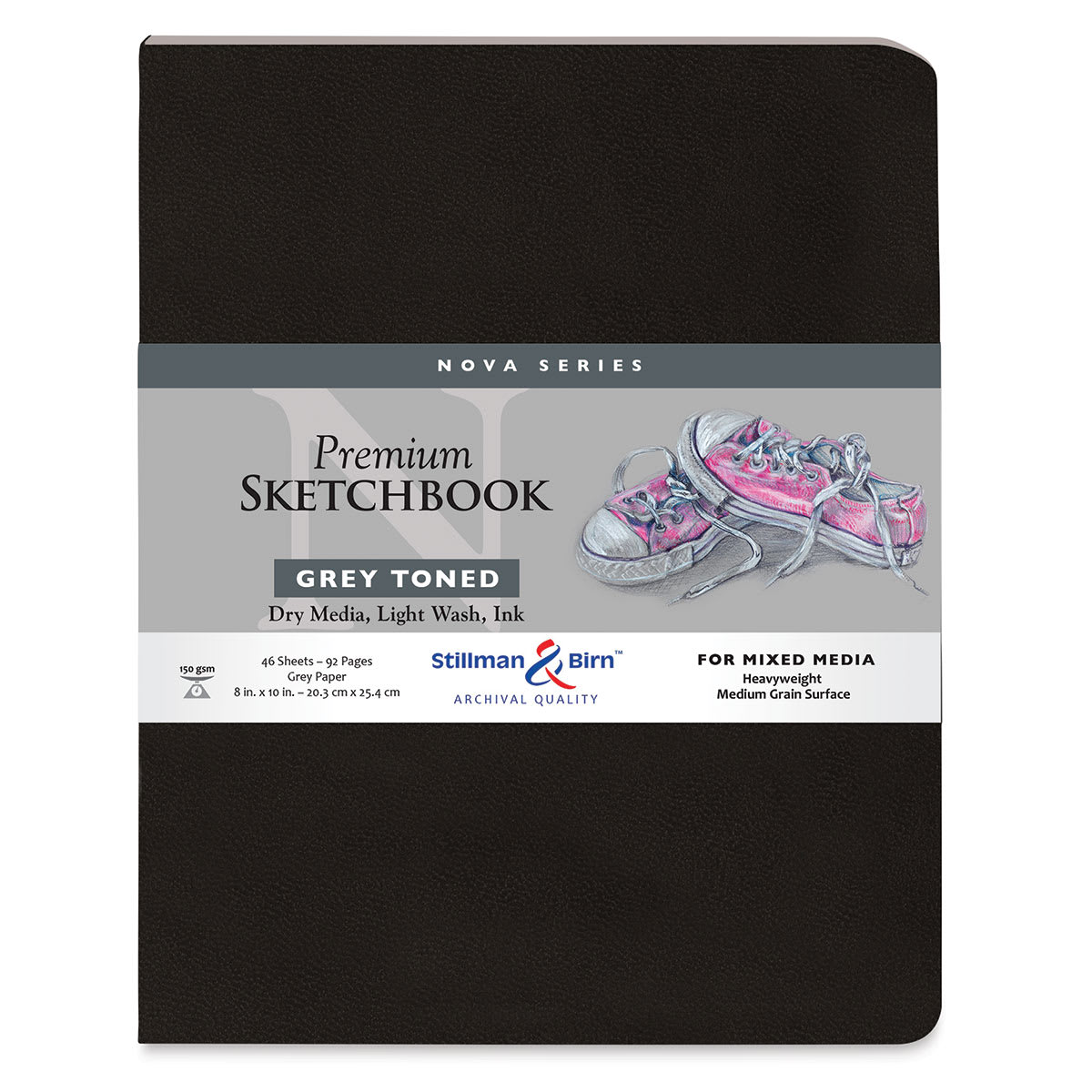 Stillman & Birn Nova Series Toned Softcover Sketchbook - Grey, 8" x 10", front cover Stillman & Birn Nova Series Toned Softcover Sketchbook - Grey, 8" x 10", front cover