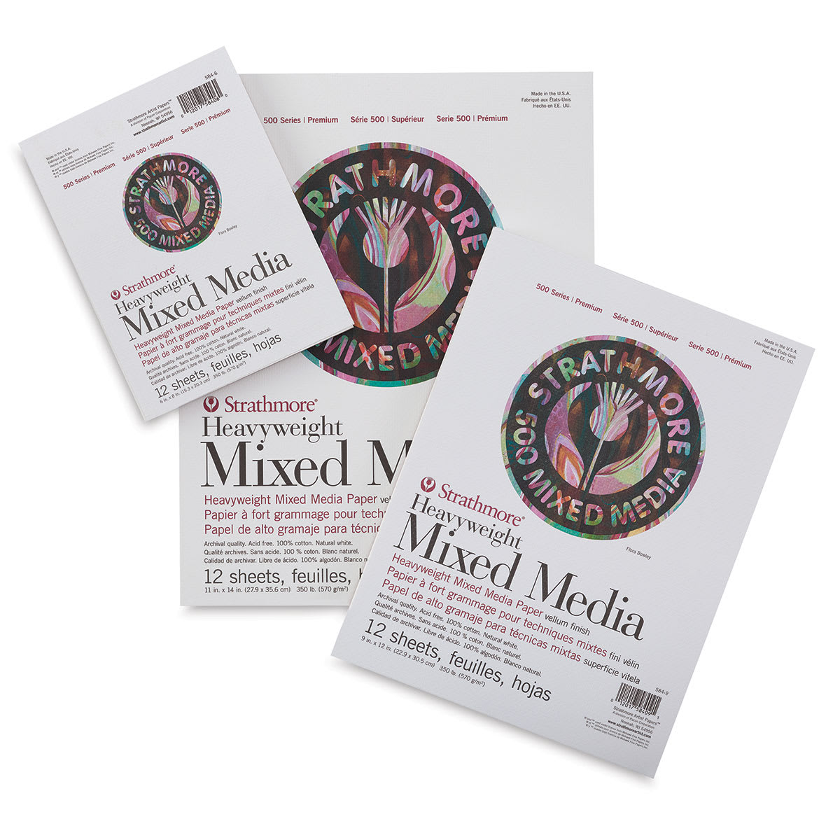 Strathmore 500 Series Heavyweight Mixed Media Pads - Assorted sizes of Pads shown Strathmore 500 Series Heavyweight Mixed Media Pads - Assorted sizes of Pads shown