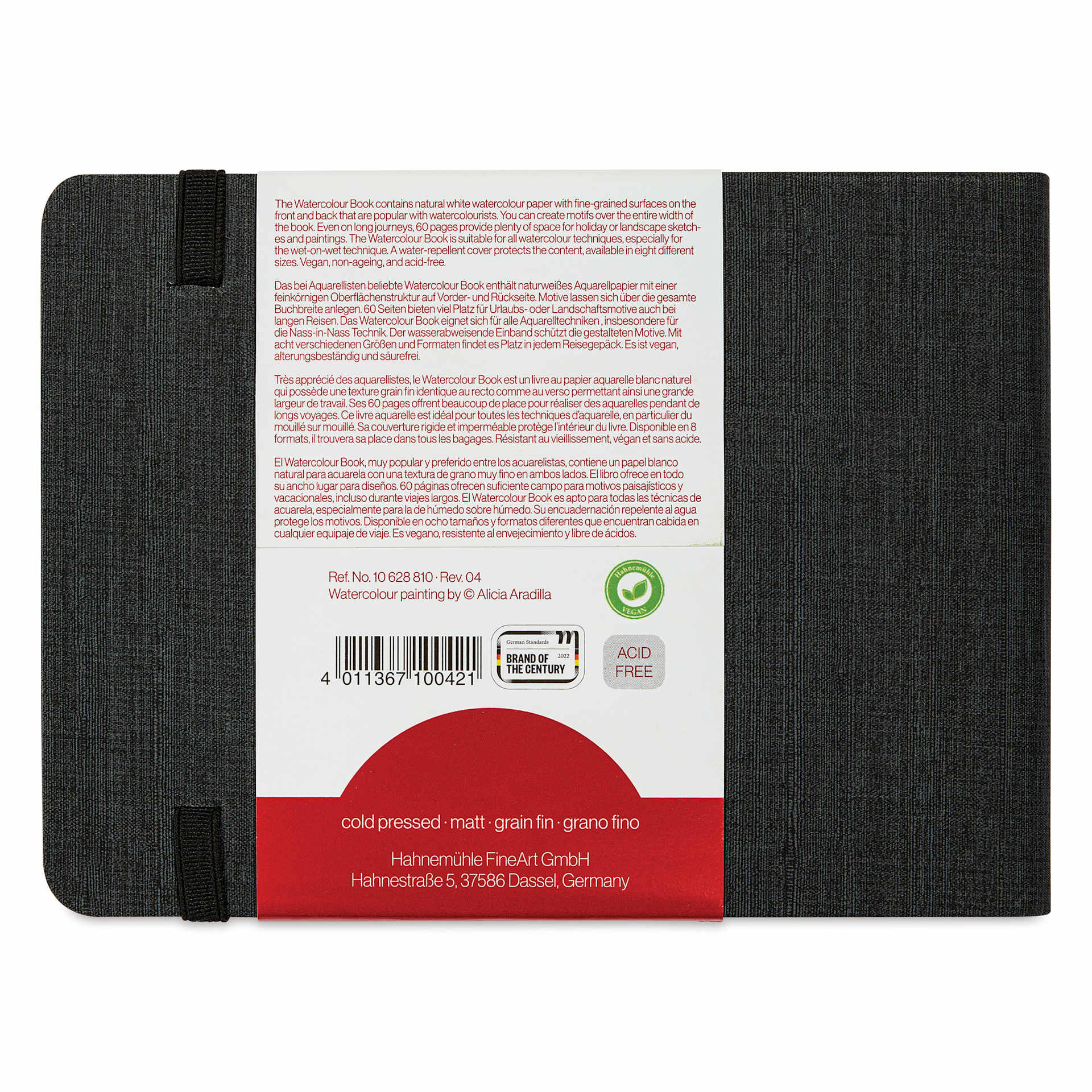 Hahnemühle Akademie Aquarell Watercolor Book - 5-3/4" x 4", back cover
