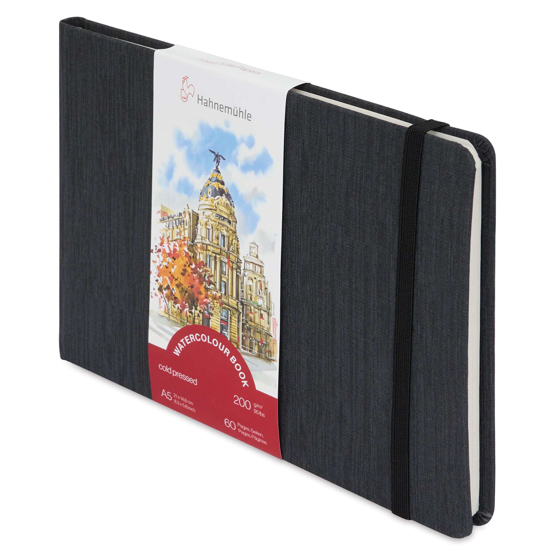 Hahnemühle Akademie Aquarell Watercolor Book - 5-3/4" x 8", showing the side of the book