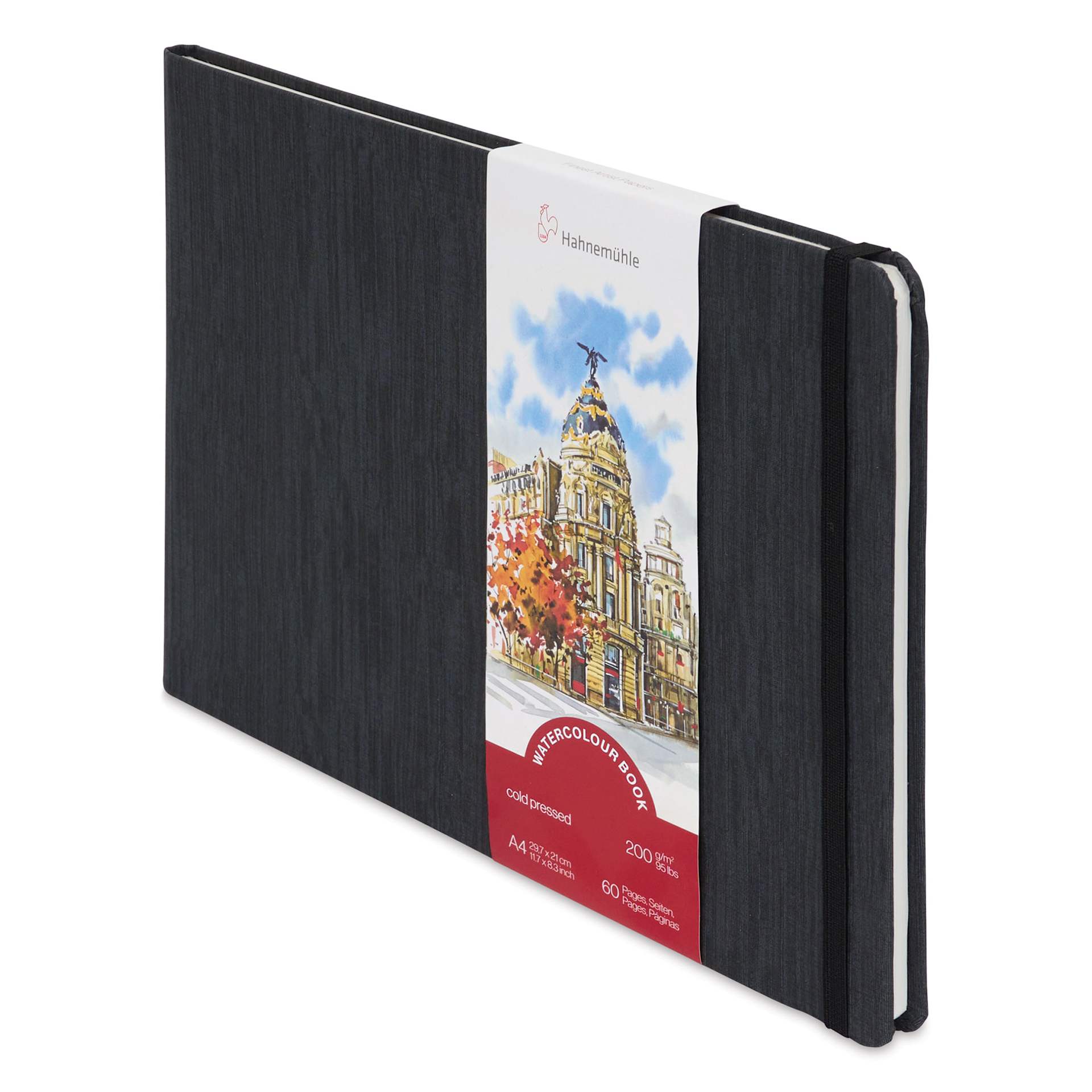 Hahnemühle Akademie Aquarell Watercolor Book - 8" x 11-1/2" front of packaging, angled view
