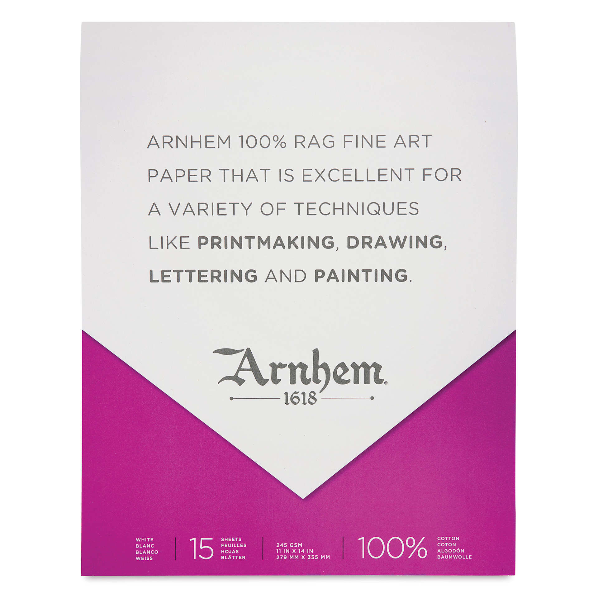 Arnhem 1618 Paper Pad by Speedball - White, 11" x 14", 15 Sheets, front cover Arnhem 1618 Paper Pad by Speedball - White, 11" x 14", 15 Sheets, front cover