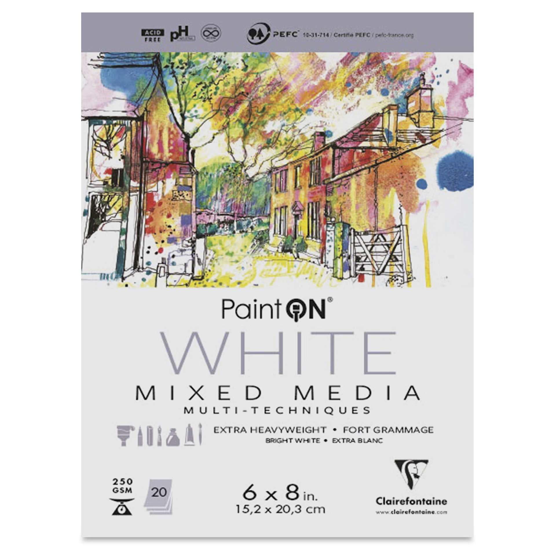 Clairefontaine PaintOn Mixed Media Pad - White, 6" x 8", 20 Sheets
