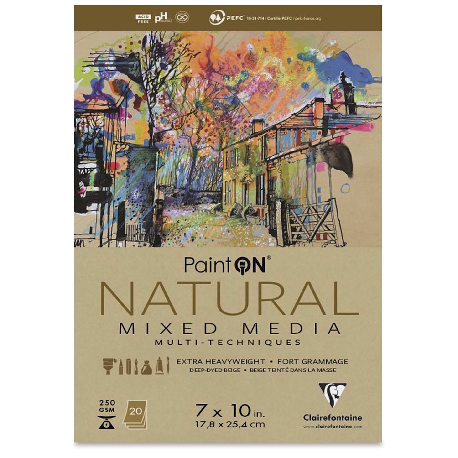 Clairefontaine PaintOn Mixed Media Pad - Natural, 7" x 10", 20 Sheets