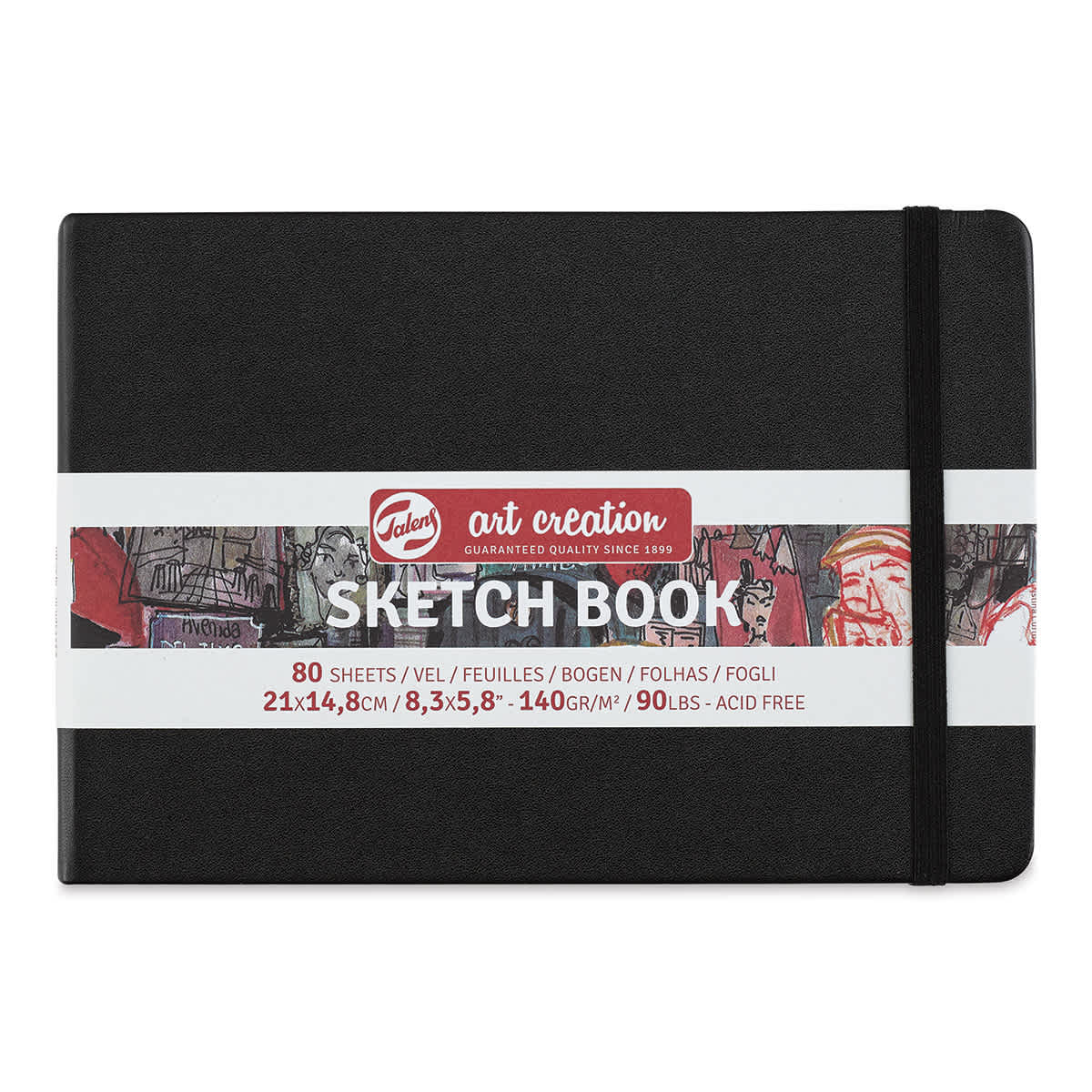 Talens Art Creations Sketchbook - Black, 5.8" x 8.3", Landscape