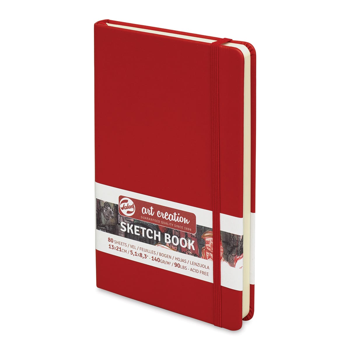 Talens Art Creations Sketchbook - Red, 8.3" x 5.1" (side view)