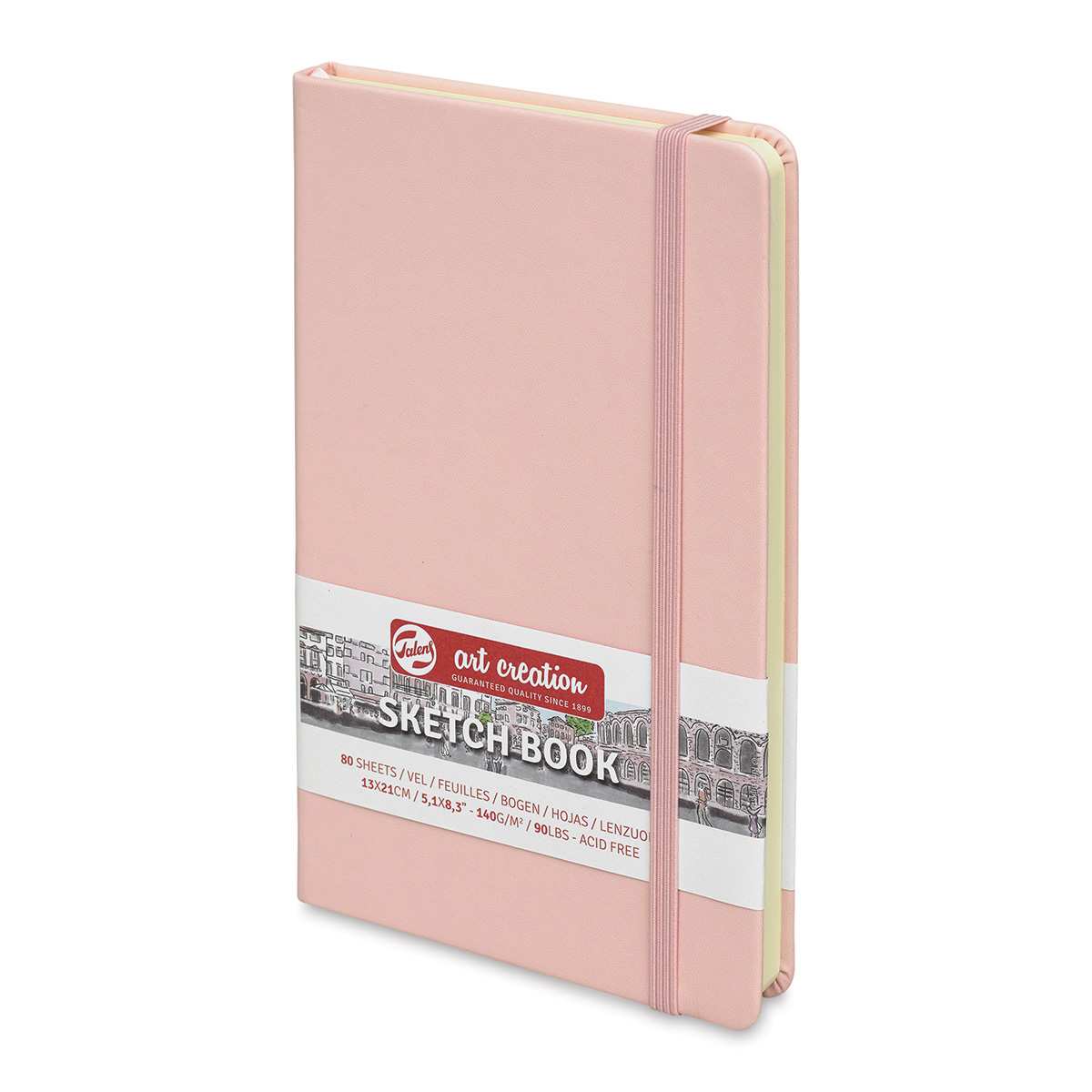Talens Art Creations Sketchbook - Pastel Pink, 8.3" x 5.1" (side view)