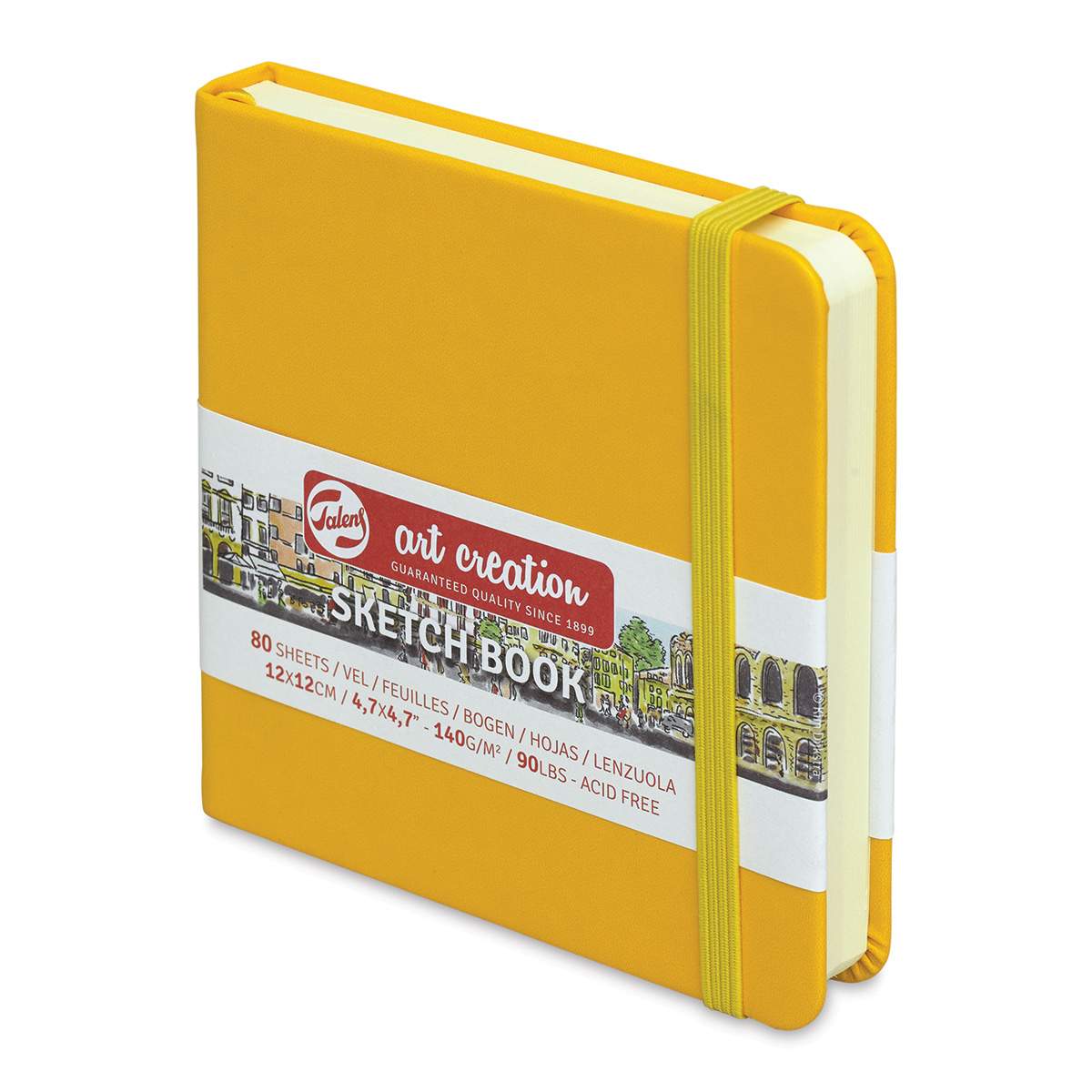 Talens Art Creations Sketchbook - Golden Yellow, 4.7" x 4.7" (side view)