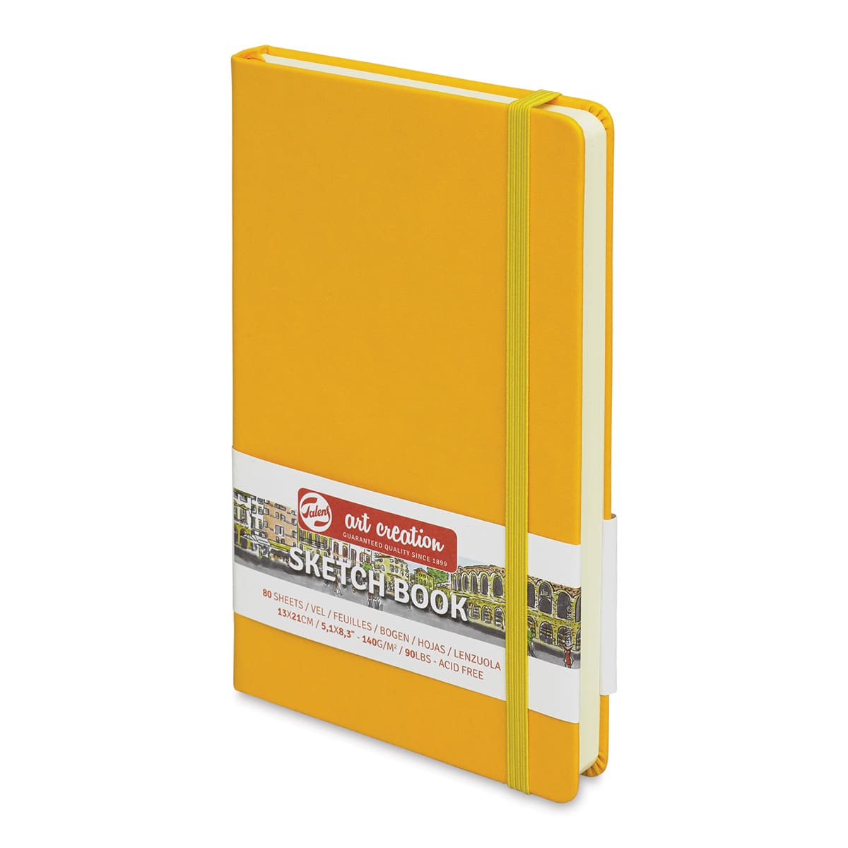 Talens Art Creations Sketchbook - Golden Yellow, 8.3" x 5.1" (side view)