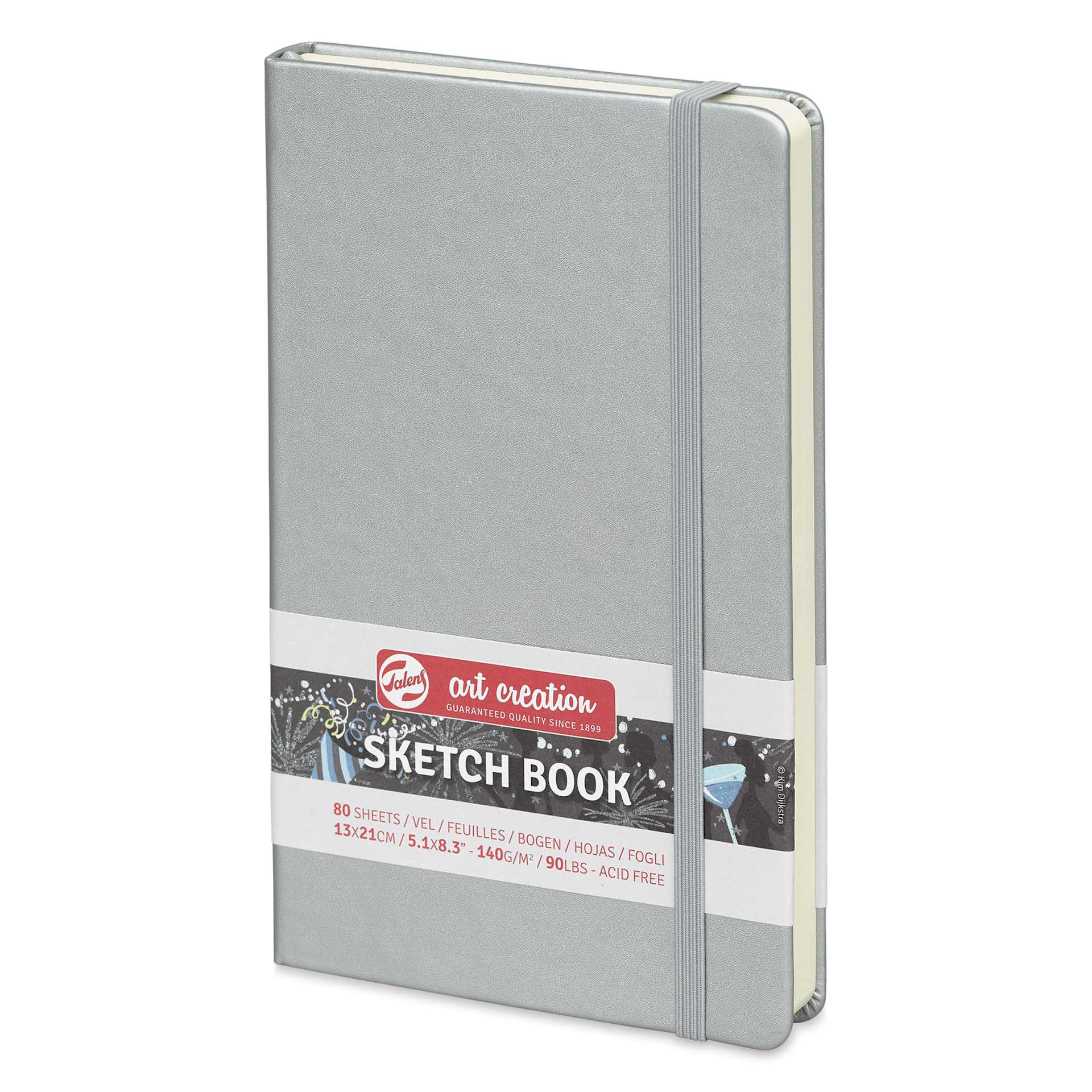 Talens Art Creations Sketchbook - Metallic Shiny Silver, 8.3" x 5.1" (side view)