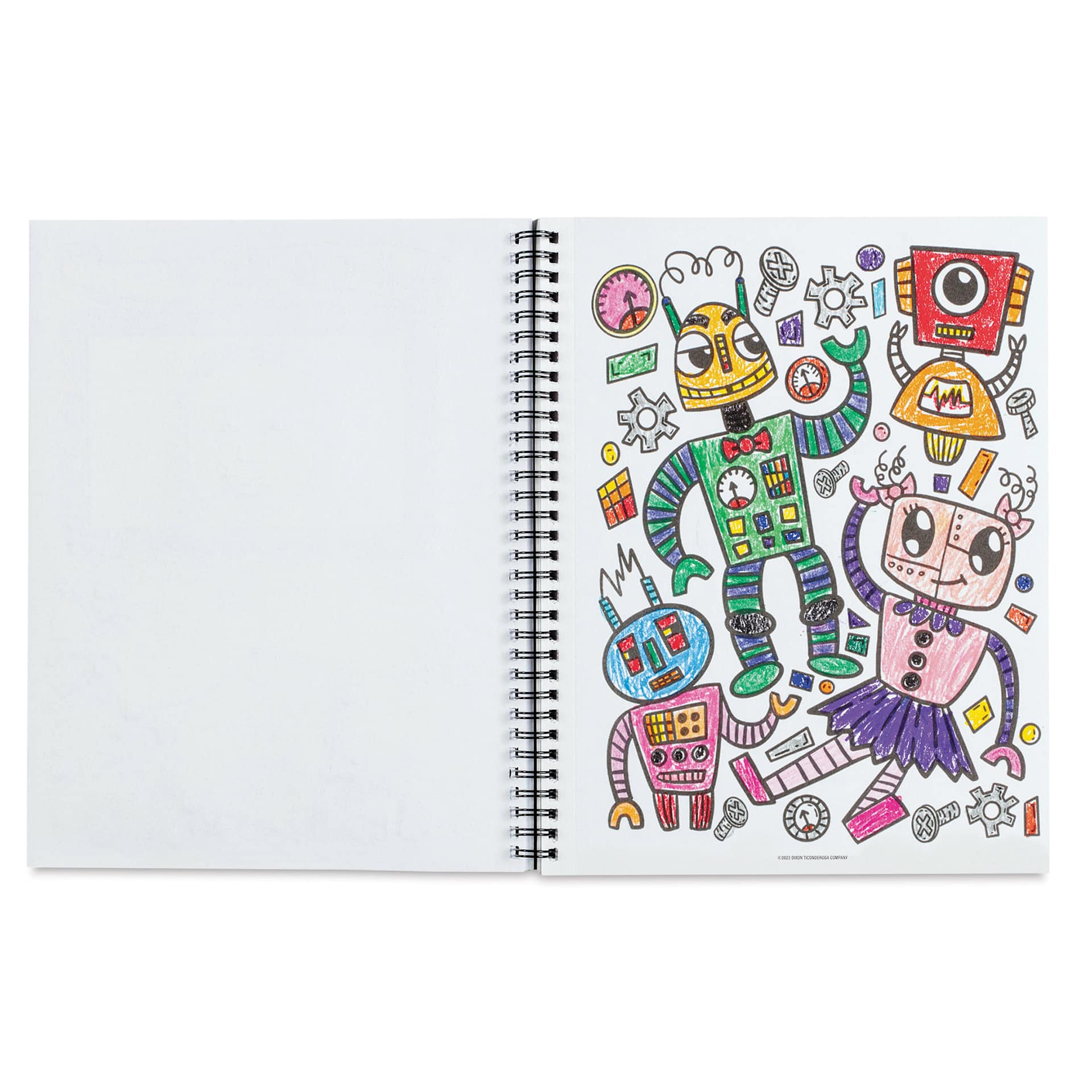 Prang Amazing Artist Sketch Book - 8-1/2" x 11", 80 Pages - Robot Dance Party page, colored in