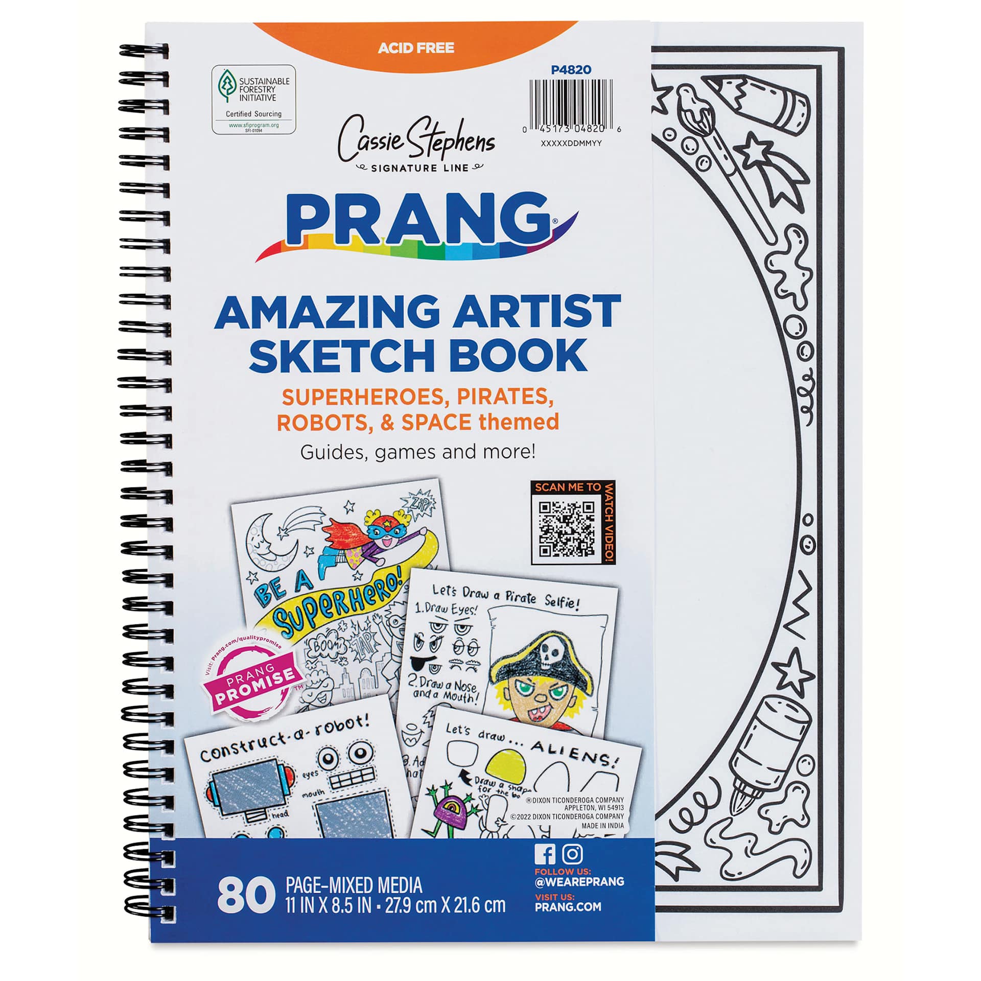 Prang Amazing Artist Sketch Book - 8-1/2" x 11", 80 Pages