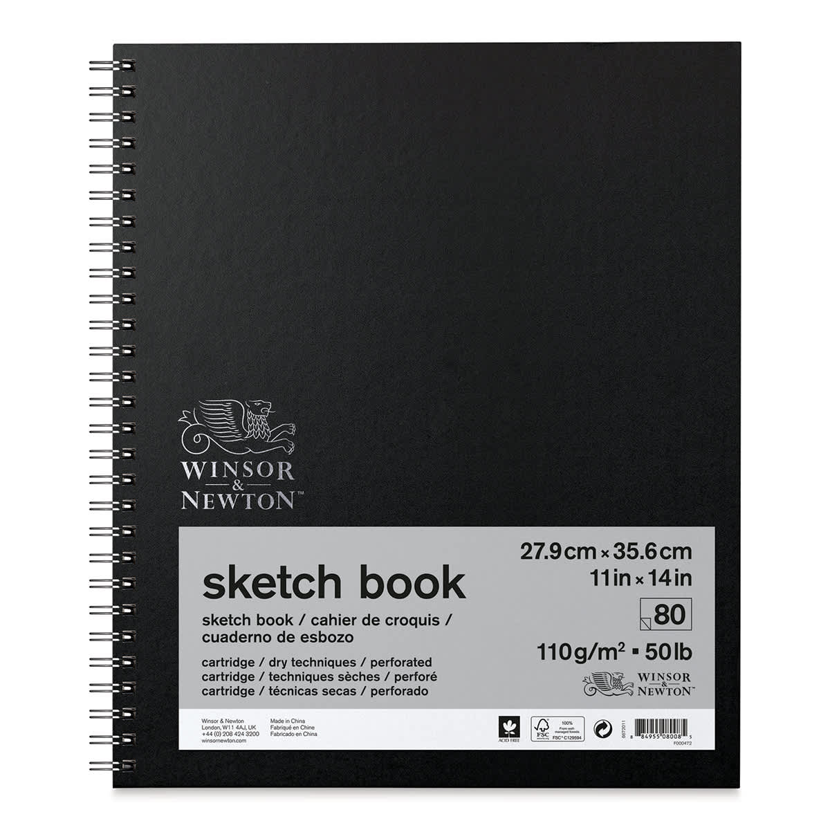 Winsor & Newton Spiral Sketchbook - 14" x 11" (shown with removable label) Winsor & Newton Spiral Sketchbook - 14" x 11" (shown with removable label)