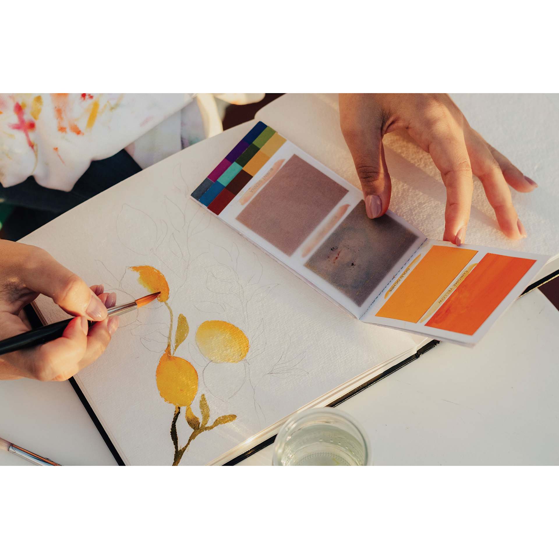 Viviva Hardbound Sketchbook (Lemon watercolor artwork in progress)
