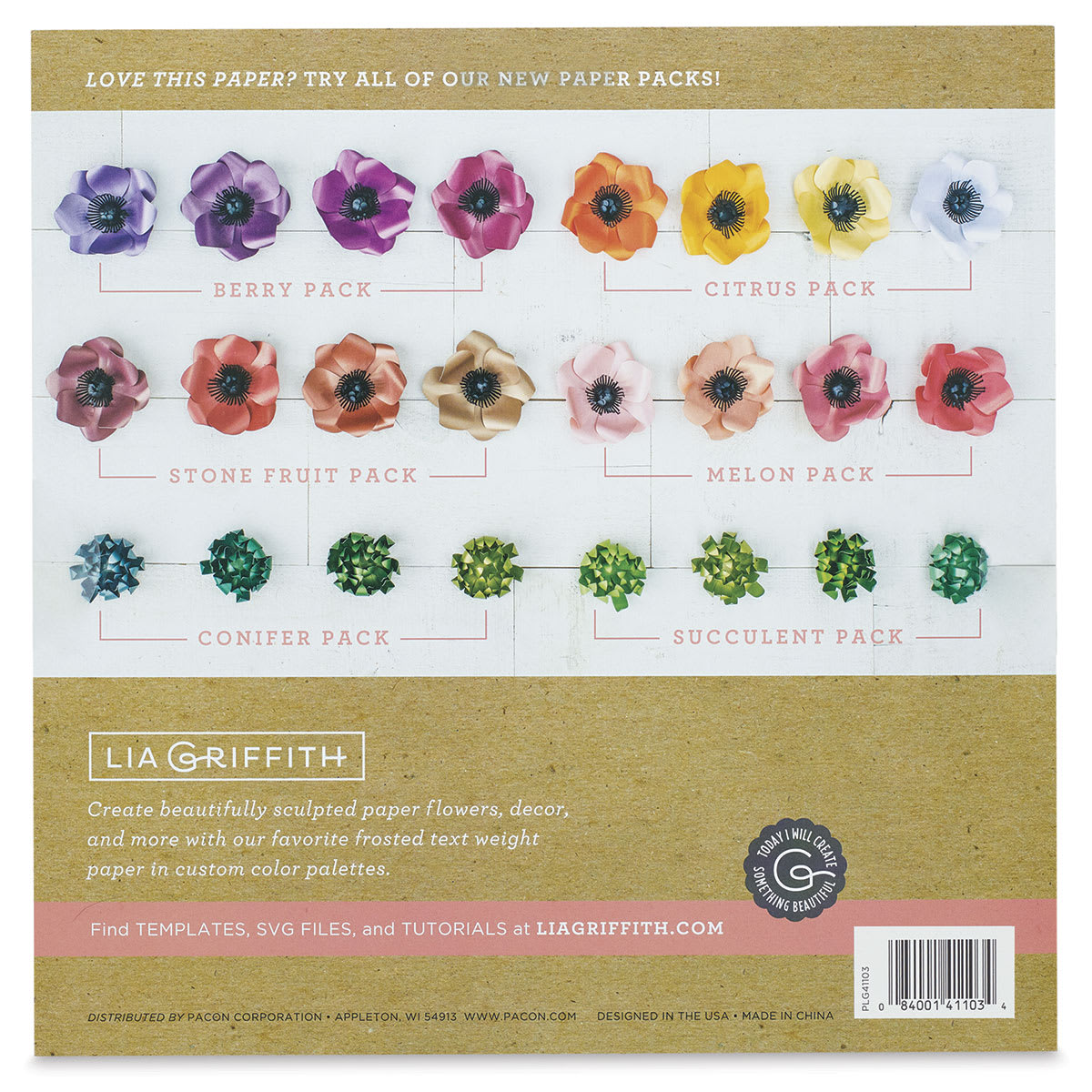 Frosted Craft Paper - Back of package of Berry Color paper