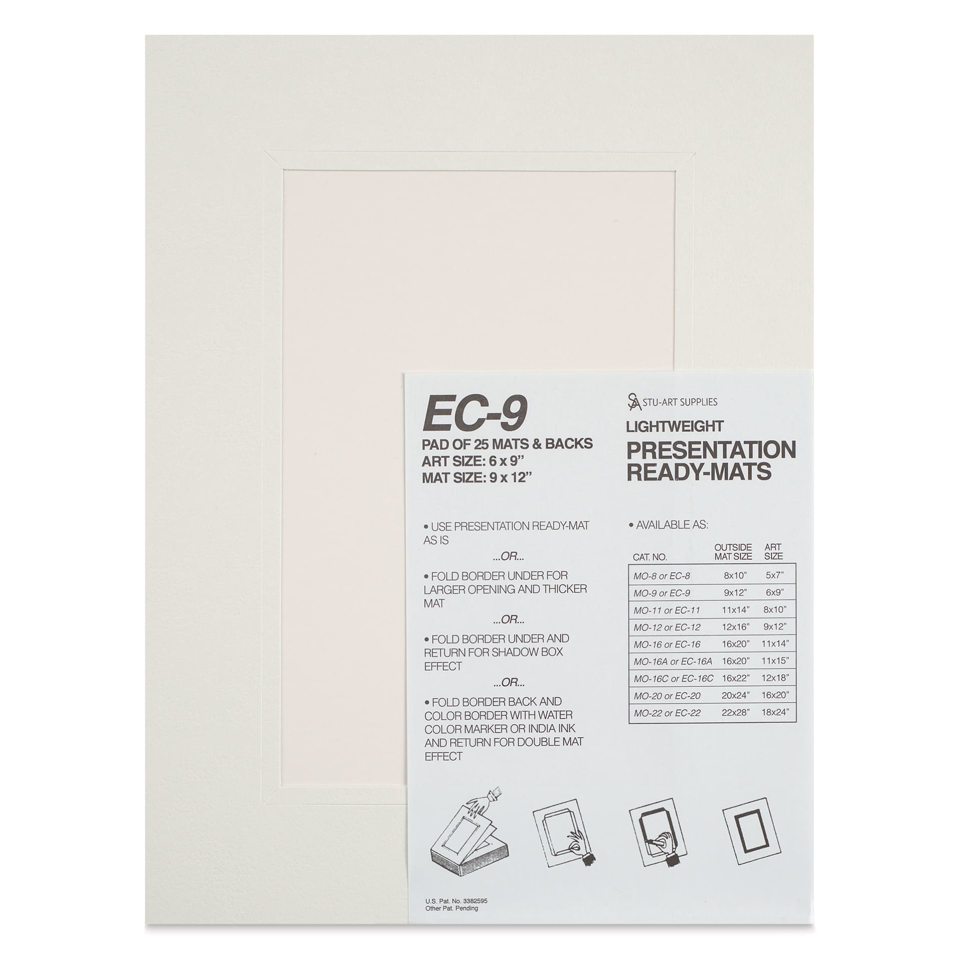 Stu-Art Economy Ready-Mats with Backing - 9" x 12", Pkg of 25, front of packaging
