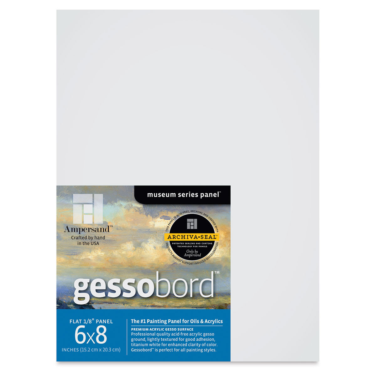 Ampersand Gessobord - 6" x 8", 1/8" Flat, Pkg of 3 (front of packaged boards)