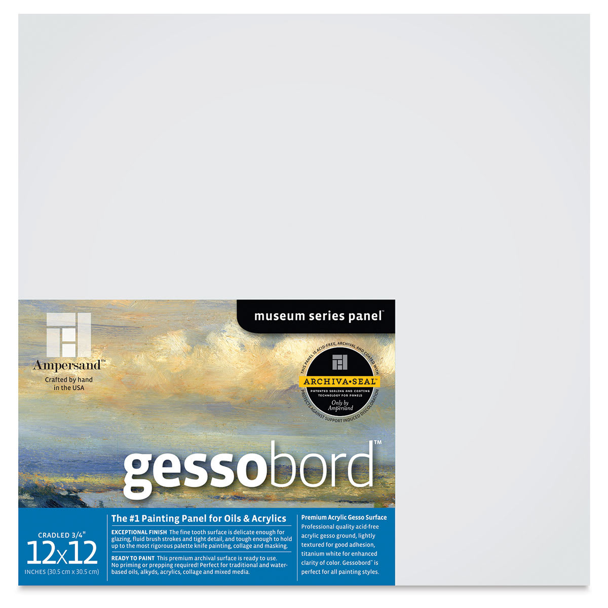 Ampersand Gessobord - 12'' x 12'', 3/4'' Cradled