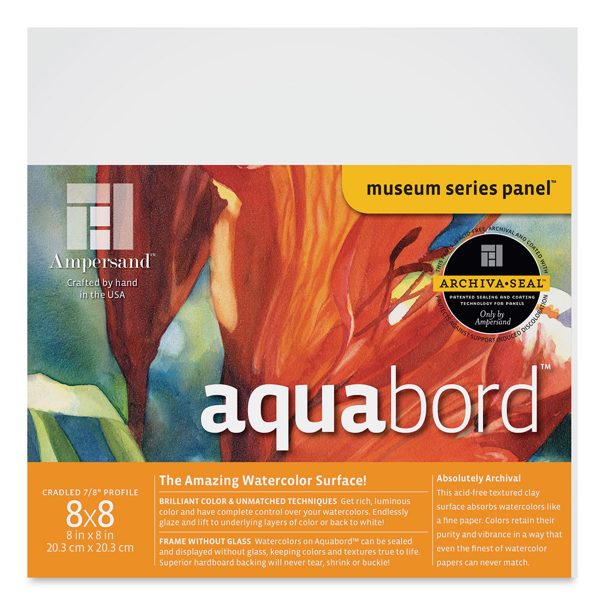 Ampersand Aquabord Panel - 8" x 8", 7/8" Cradled