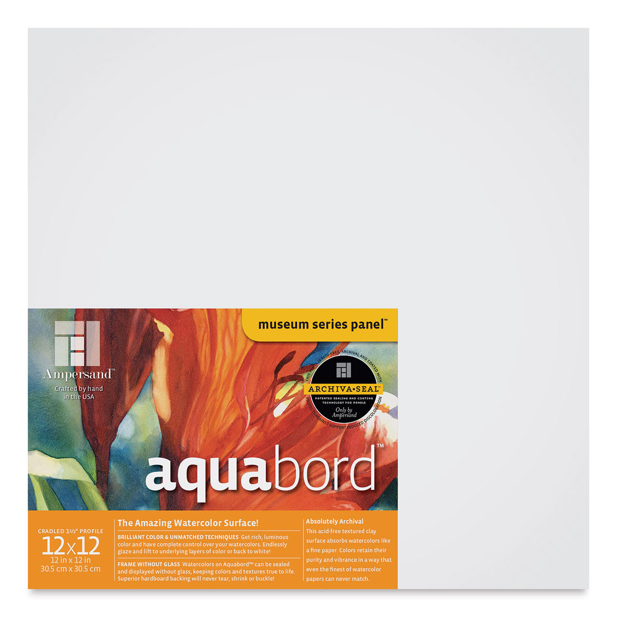 Ampersand Aquabord Panel - 12" x 12", 1-1/2"  Cradled