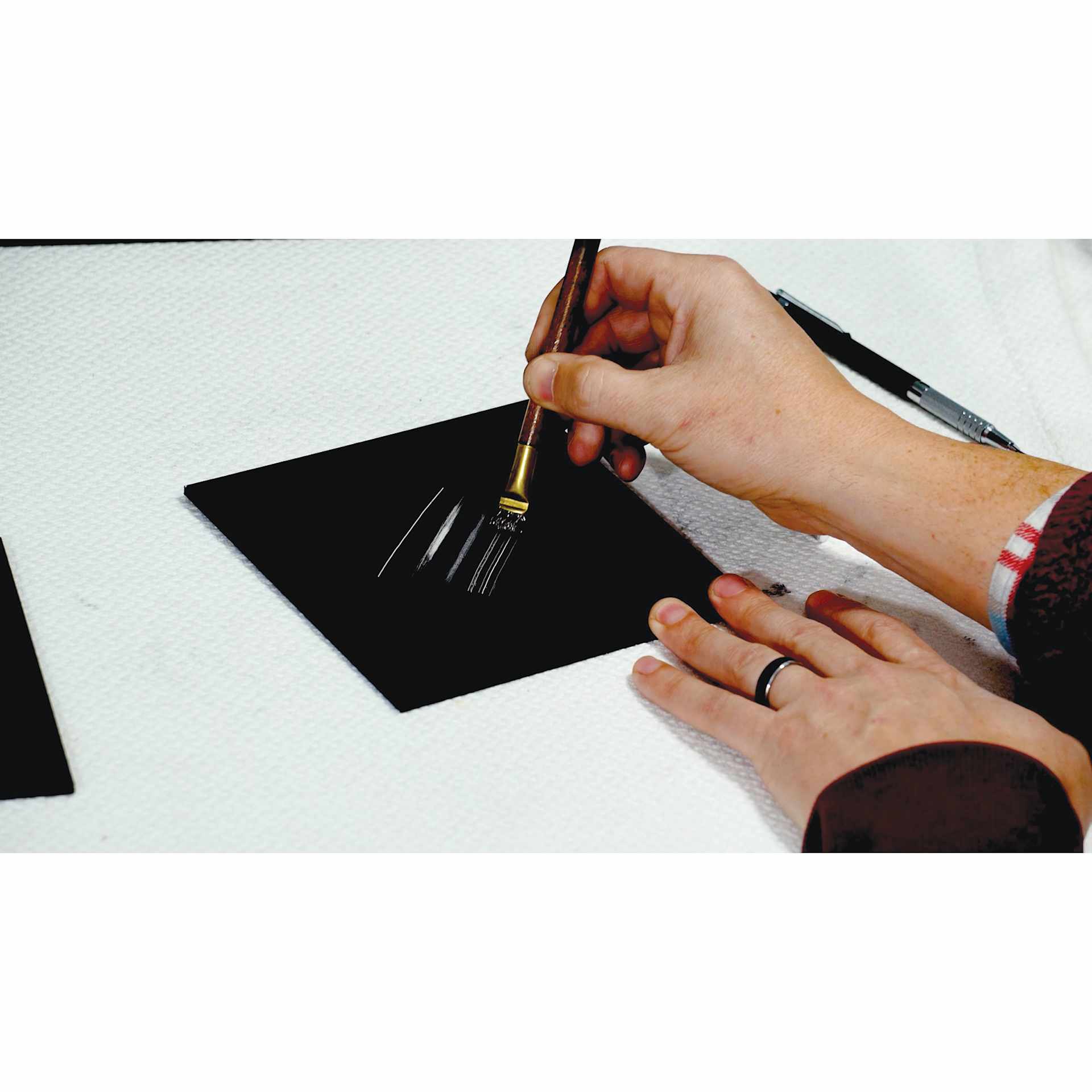 Ampersand Scratchbord Step by Step Project Kits, wire brush removing material