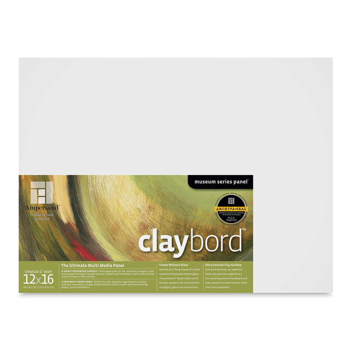 Ampersand Claybord - 12'' x 16'', 2''1 Deep Cradled