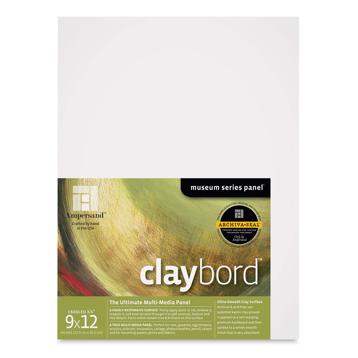 Ampersand Claybord - 9'' x 12'', 3/4'' Cradled