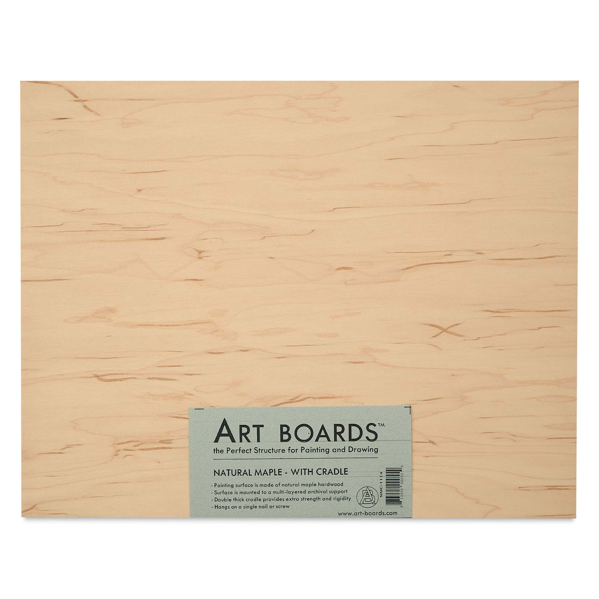 Art Boards Natural Maple Panel - 11" x 14", 1" Cradle - front in packaging