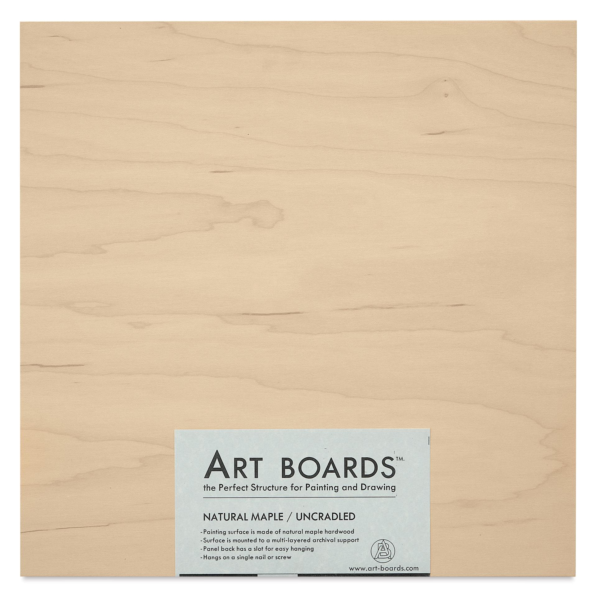 Art Boards Natural Maple Panel - 12" x 12", Uncradled - front in packaging