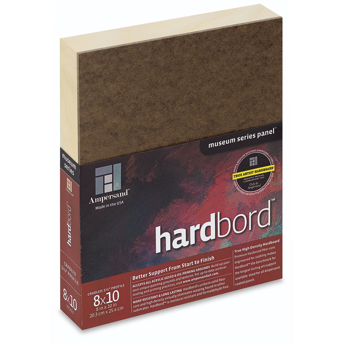 Ampersand Hardbord Panel - 8" x 10", 1-1/2" Cradled