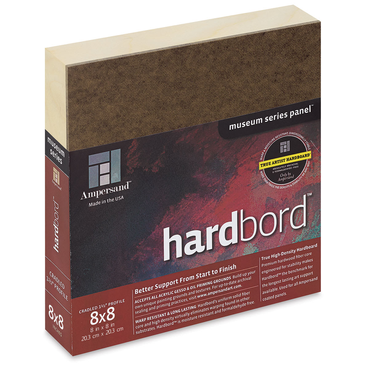 Ampersand Hardbord Panel - 8" x 8", 1-1/2" Cradled
