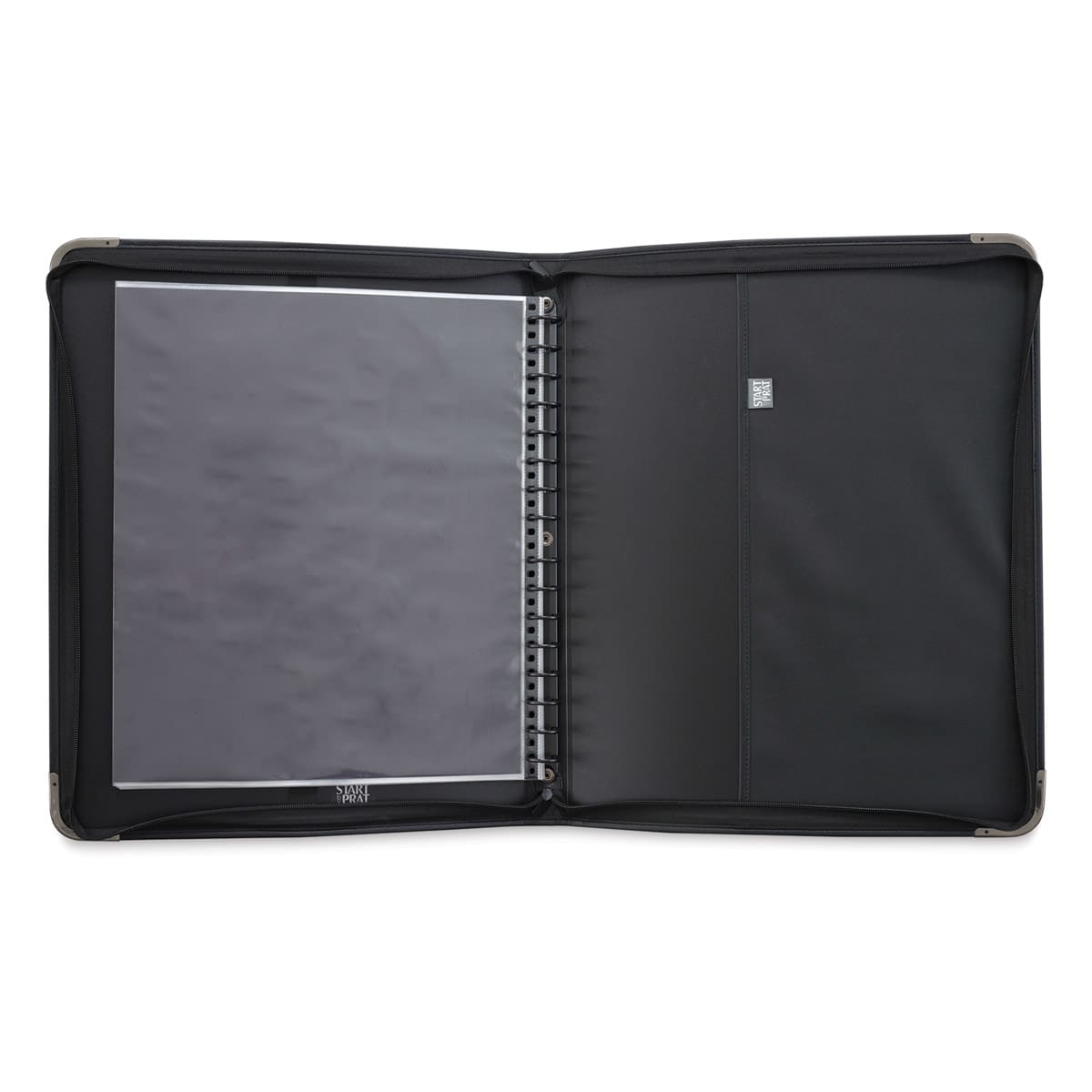 Prat Start 2 Presentation Case - 17'' x 14'' (case open, showing multi-rings and sleeves)