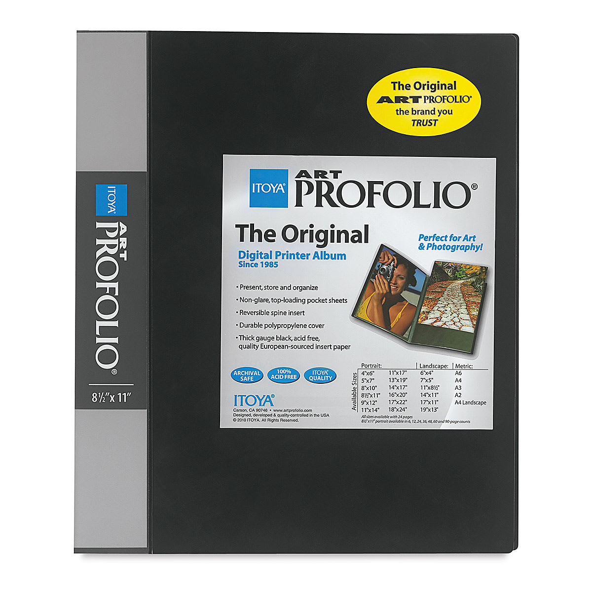 Itoya Original Art Profolio - 8-1/2" x 11", Black, Portrait, 24 Pages