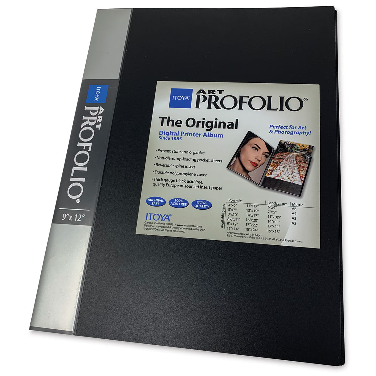 Itoya Original Art Profolio - 9" x 12", Black, Portrait, 24 Pages