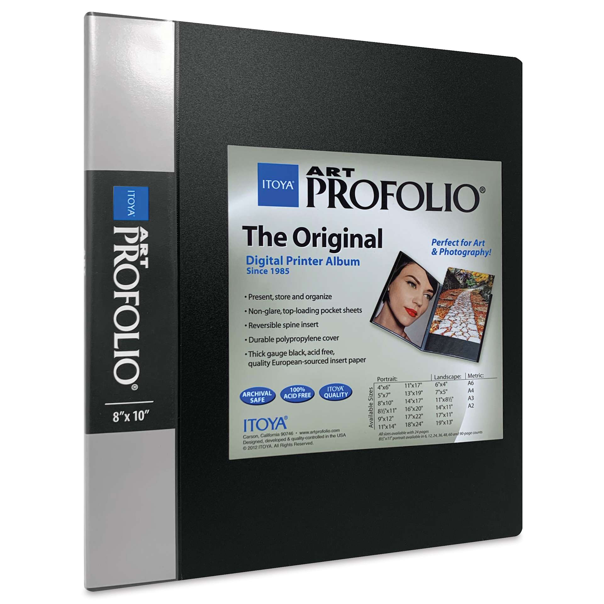 Itoya Original Art Profolio - 8" x 10", Black, Portrait, 24 Pages
