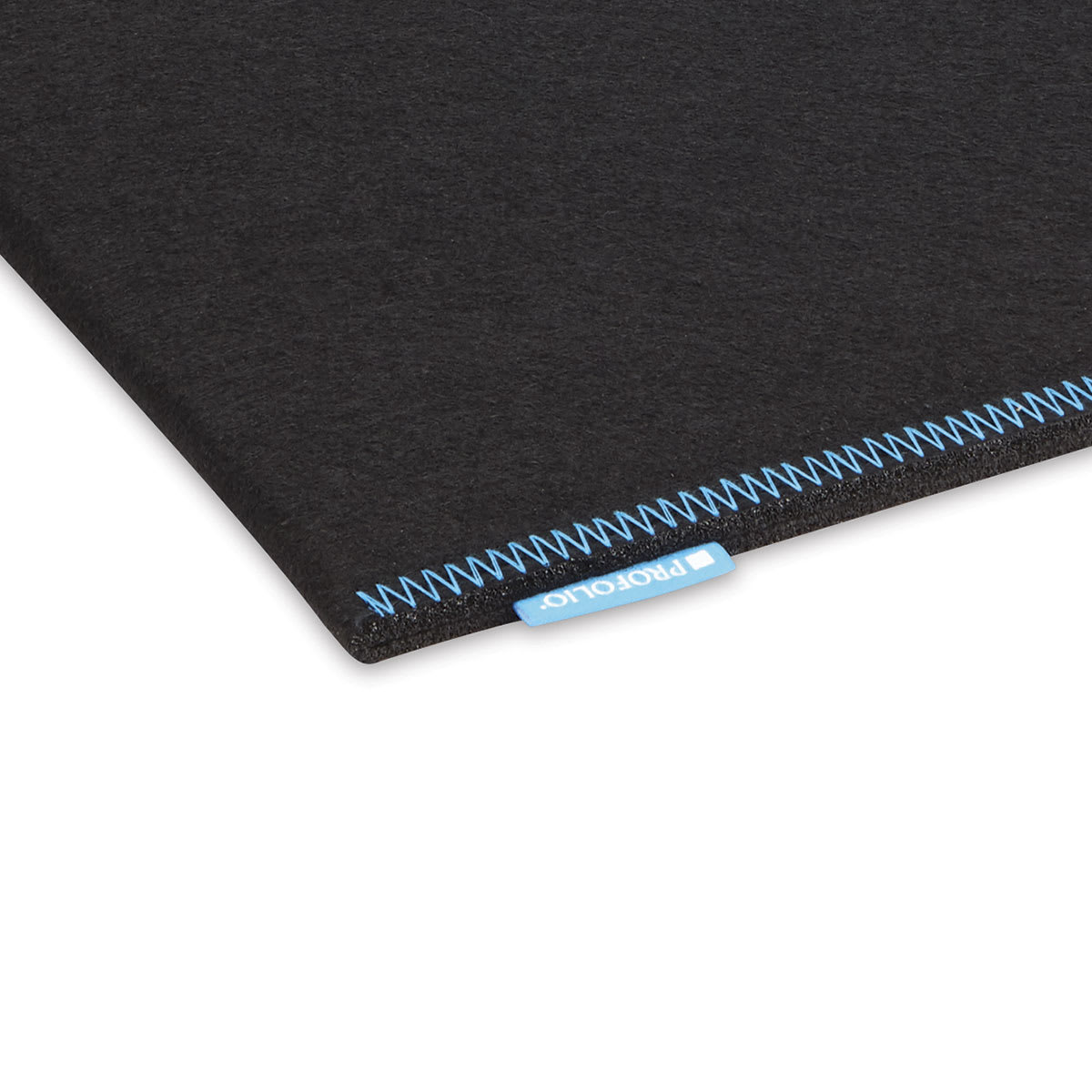 Itoya Profolio Midtown Bag - Closeup of corner of Black bag showing contrast stitching
