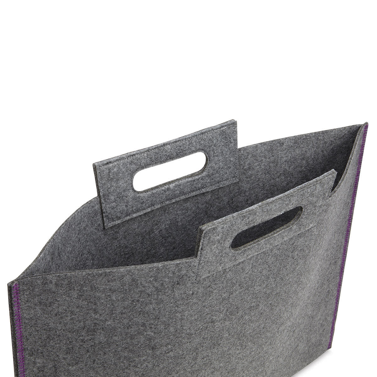 Itoya Profolio Midtown Bag - Top of slightly opened Gray bag showing handle