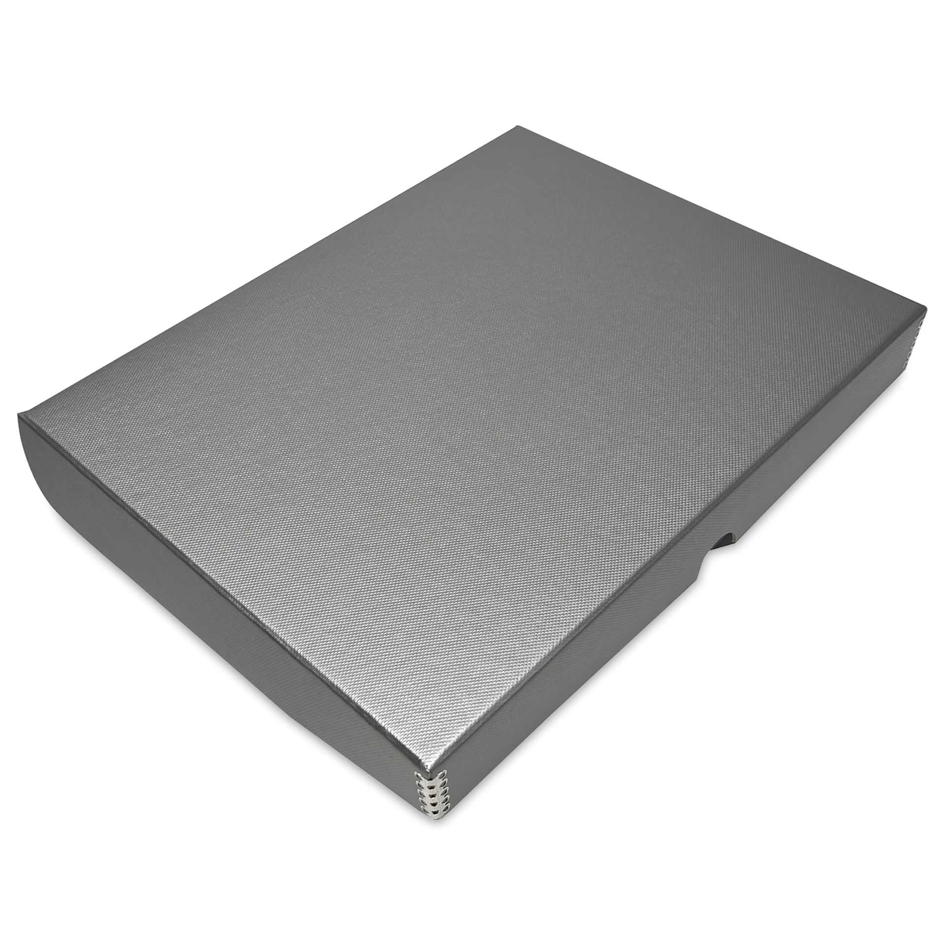Lineco Folio Archival Storage Box - Metallic Silver, 11" x 14", at an angle