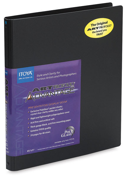 Itoya Art Profolio Advantage Presentation Books - Angle view of Book showing label Itoya Art Profolio Advantage Presentation Books - Angle view of Book showing label