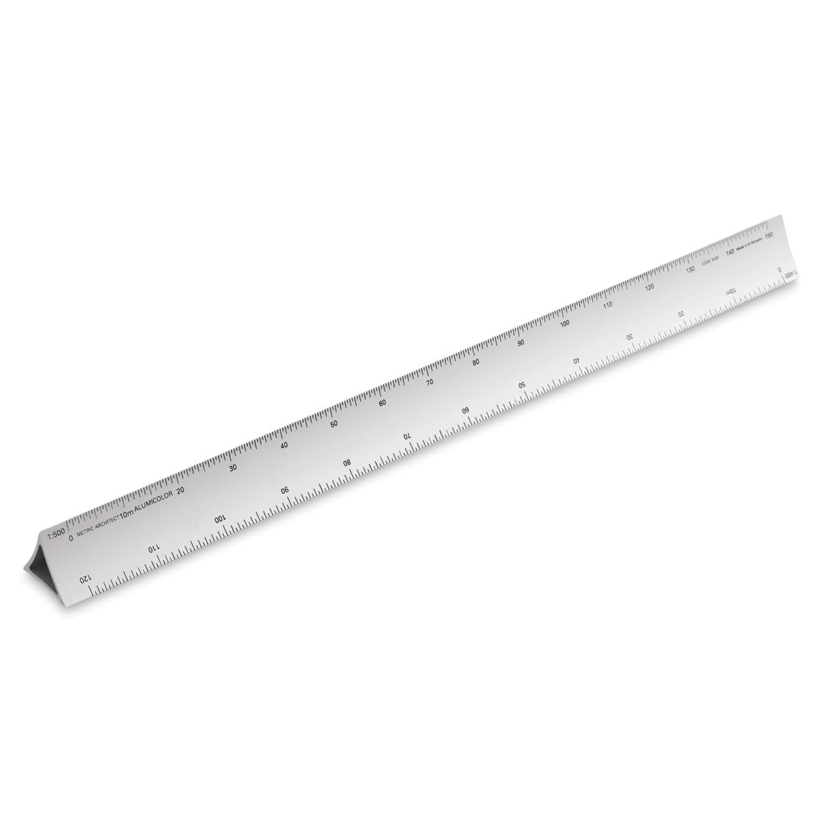 Alumicolor Hollow Triangular Drafting Scale - Hollow Metric Architect Scale shown at angle Alumicolor Hollow Triangular Drafting Scale - Hollow Metric Architect Scale shown at angle