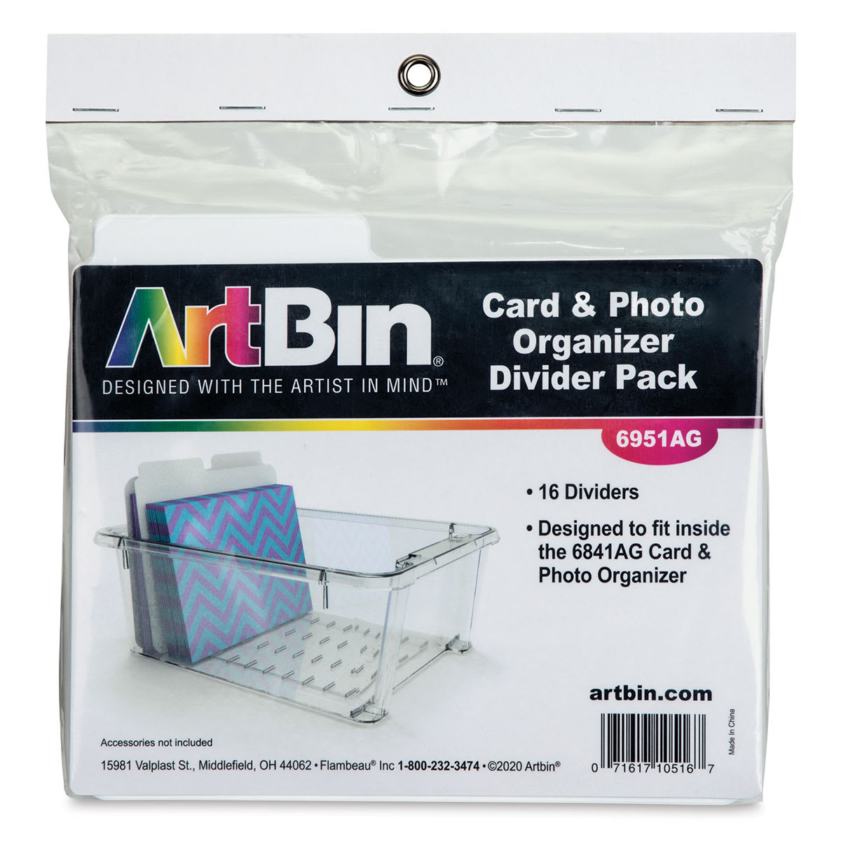 ArtBin Card and Photo Organizer Dividers - Pkg of 16 (front of package)