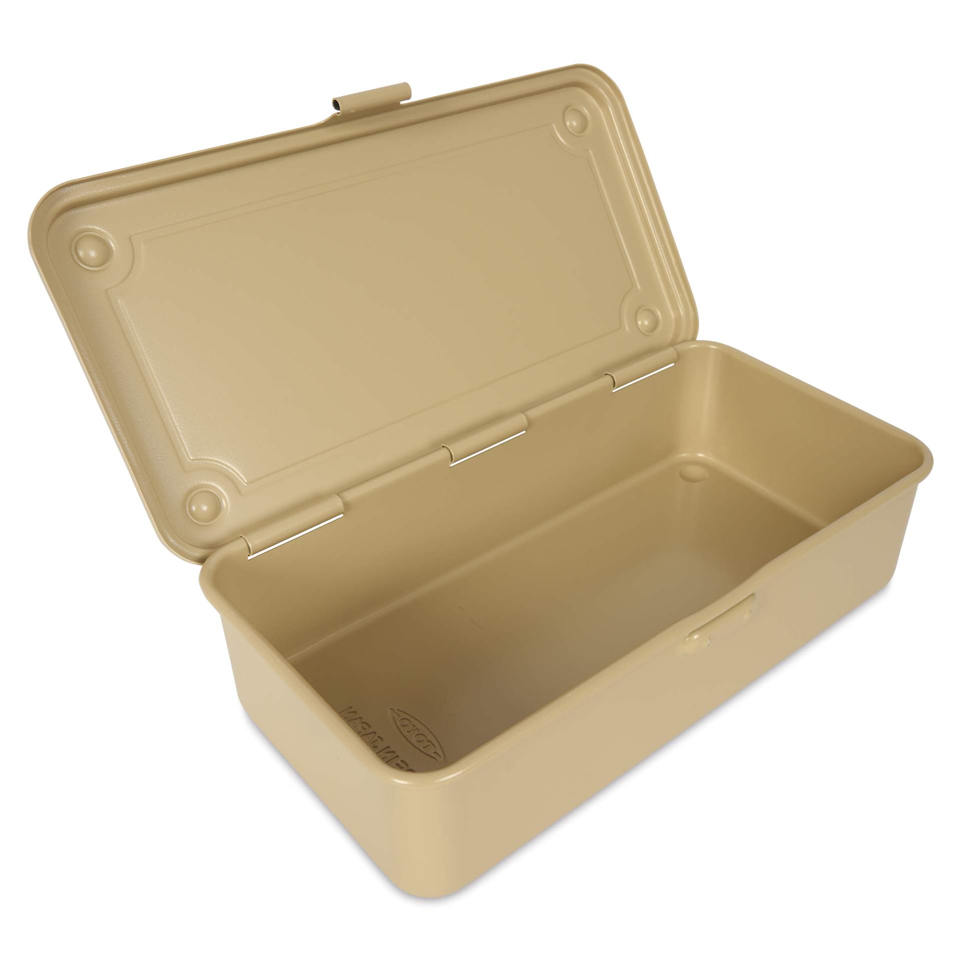 Toyo Stackable Storage Box T-190 - Beige, 8" x 4" x 2", lid open