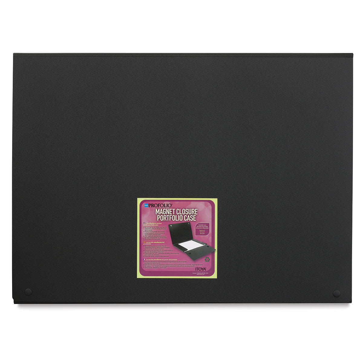 Itoya Magnet Closure Portfolio Case - Top view of Case closed with label Itoya Magnet Closure Portfolio Case - Top view of Case closed with label