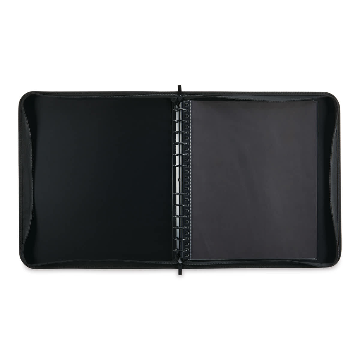 Itoya ProFolio Zipper Binder - Open binder showing five empty protector sleeves Itoya ProFolio Zipper Binder - Open binder showing five empty protector sleeves